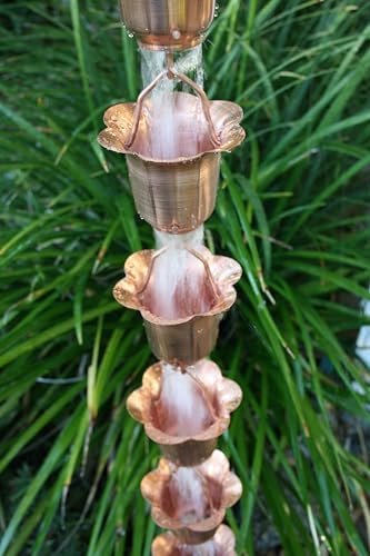 Nutshell Stores Flower Cups Rain Chain - Copper - 8 Feet