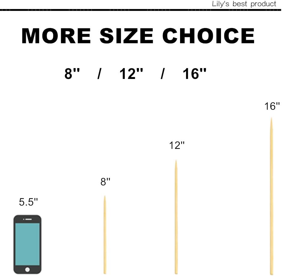 HOPELF 50 Pack 12" Bamboo Plant Stakes for Wood Garden Sticks，Wooden Plant Supports，Indoor Gardening Plant Supports，Floral Plant Support ，Potted Plants，Crafts, More Size Choices 8"/12"/16"