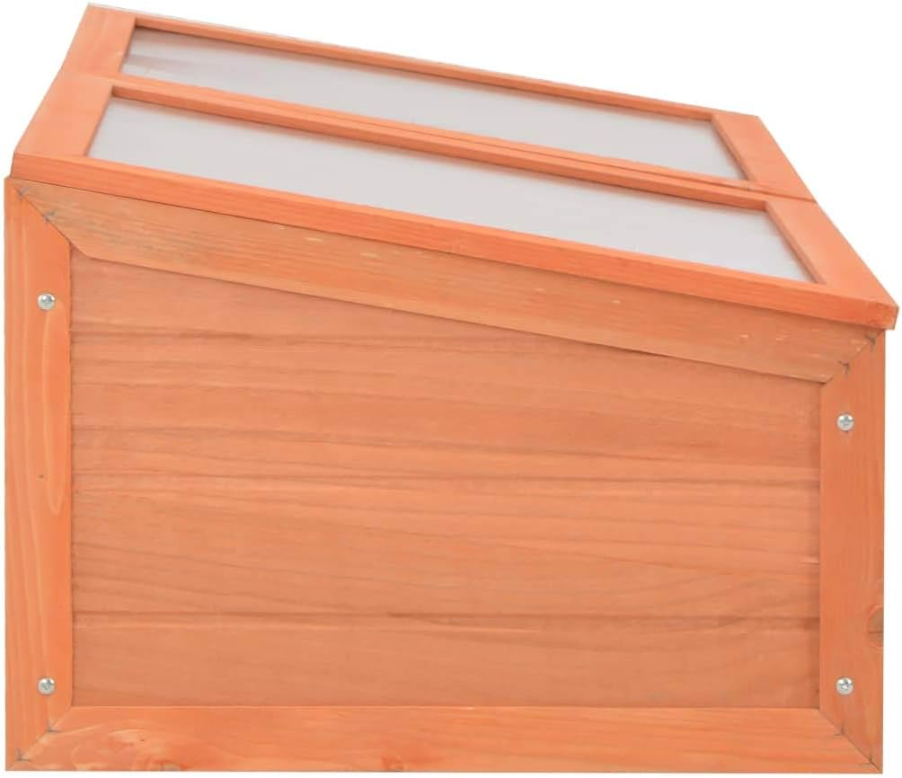 Wooden Garden Portable Greenhouse Sturdy Cold Frame Raised Plants Bed Protection with 2 PC Boards and Openable Top Door Raised Flower Planter Box 39.4"x19.7"x13.4"