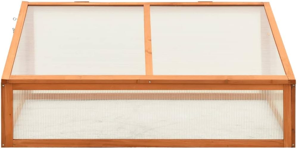 Solid Firwood Garden Portable Wooden Greenhouse, Raised Flower Planter with Open Bottom, Mini Greenhouse Cabinet for Outdoor Indoor Use 39.4"x25.6"x15.7"/Brown