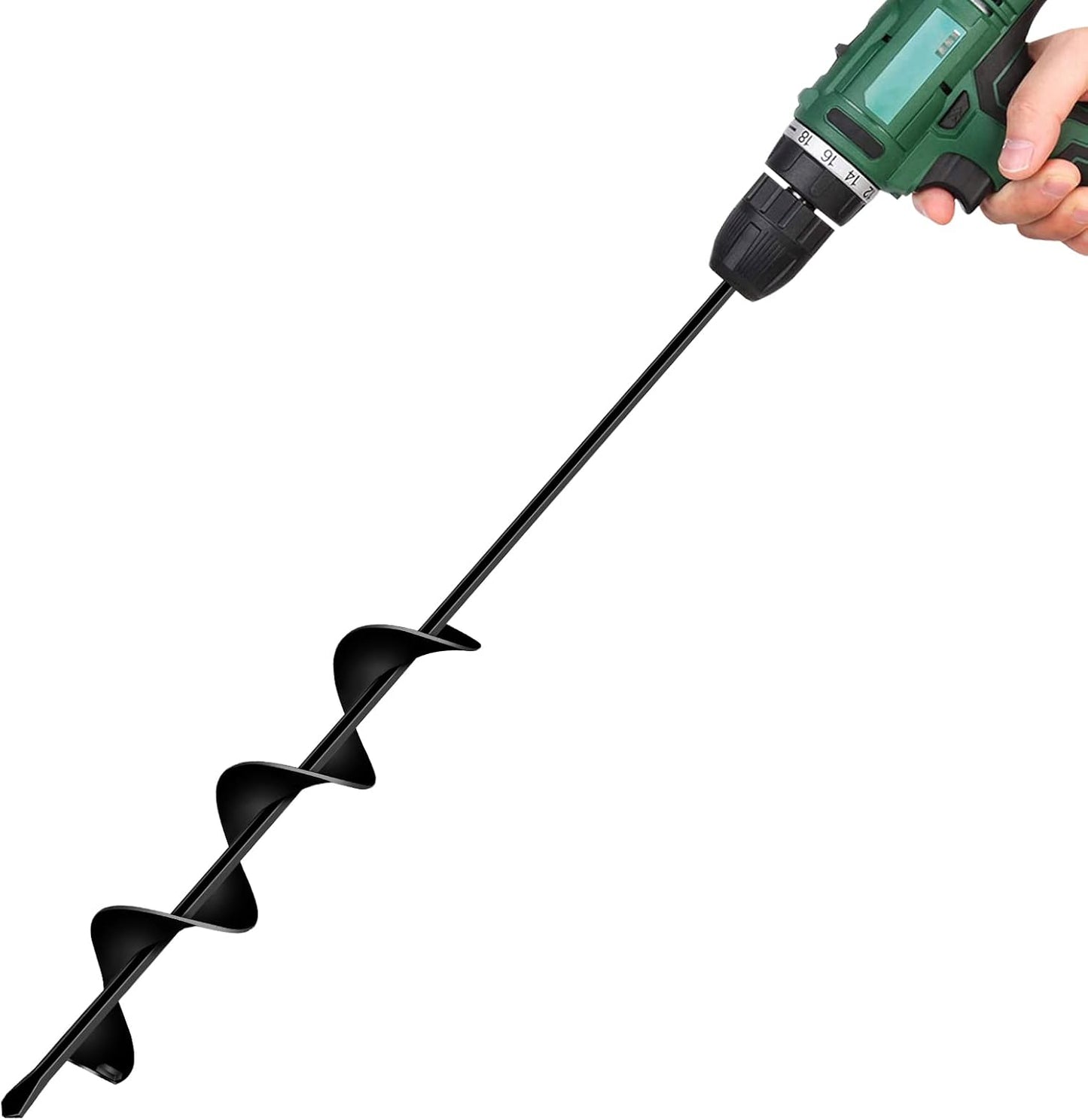 LONGRUN Auger Drill Bit for Planting, Garden Spiral Hole Drill for 3/8” Hex Drive Augers, Solid Shaft Hole Digger Easy Rapid Planter for Planting Trees, Bulbs, Seedlings-2.4"x22.84"