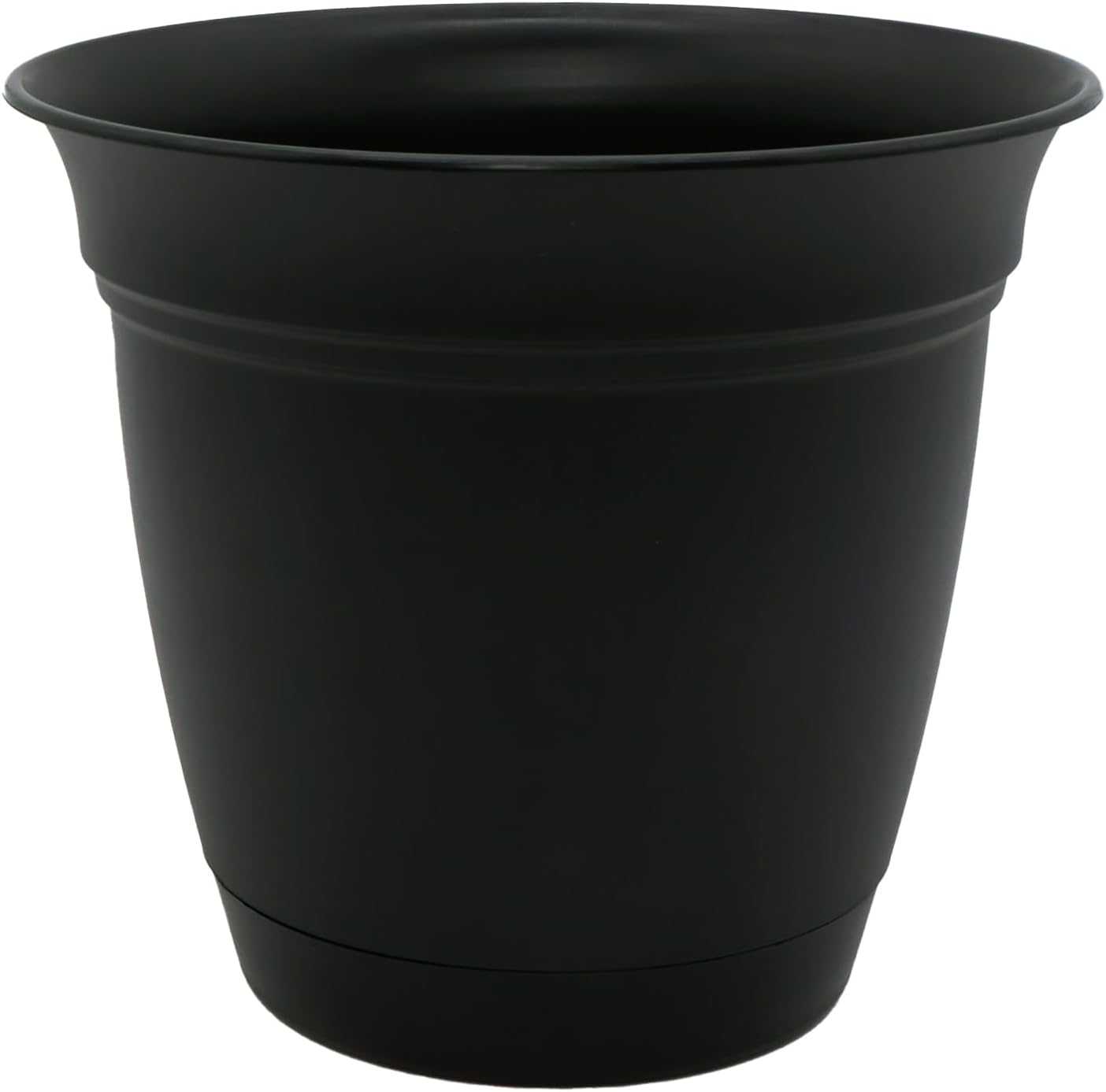 The HC Companies Eclipse Round Planter with Saucer - Outdoor & Indoor Plant Pot with Drainage Holes - Lightweight, UV-Resistant Plastic Pots for Plants, Flowers & Herbs (20" Black, Pack of 1)