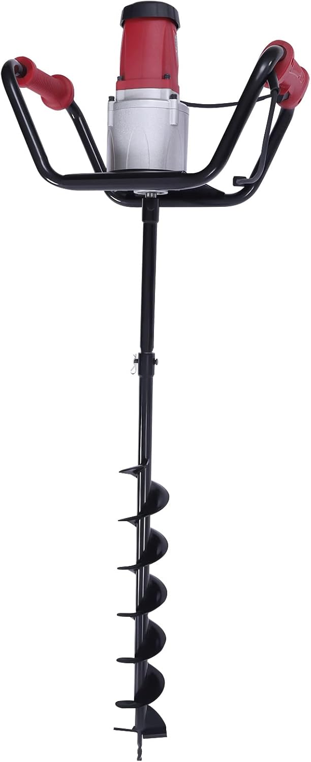 Post Hole Digger, 1500W Electric Post Hole Auger Earth Auger Digging Dril Digging Machine with 6" Digging Auger Bit and Extension Bar Set for Planting, Trenching in Garden (1500W,1x6" Drill)
