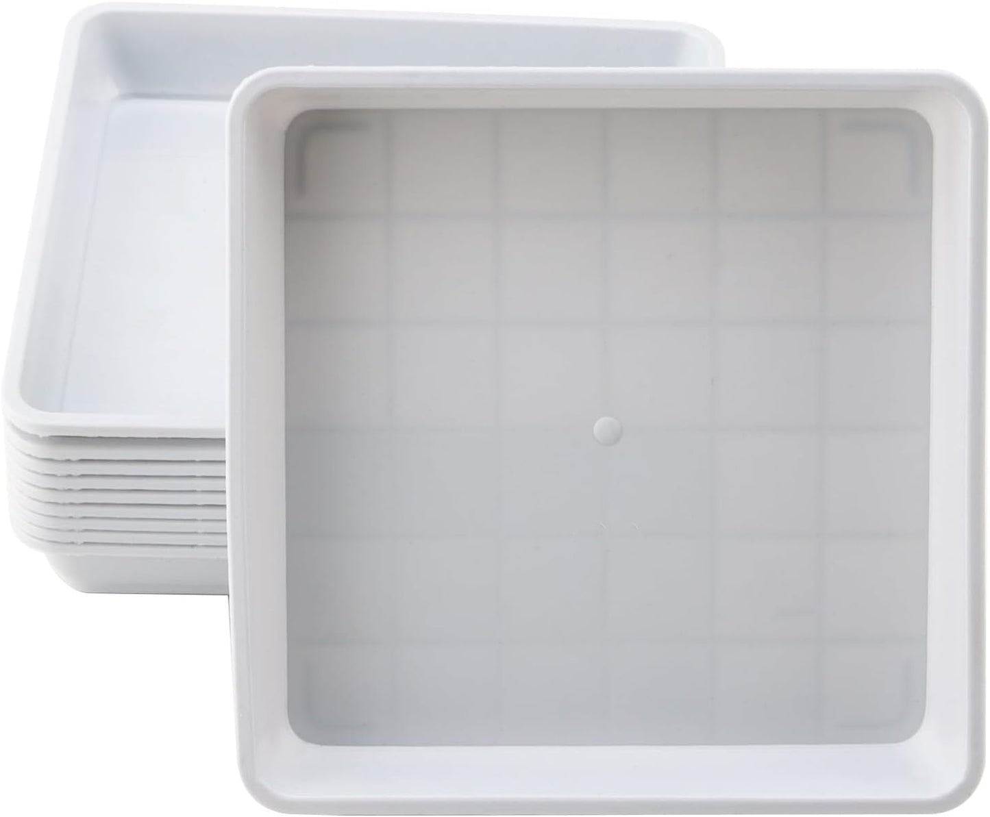 JOIKIT 10 PCS 11.4 x 11.4 Inch Square Plant Saucer, 1.6 Inch Deep Plastic Square Planter Base Bottom Pot Trays, Drip Plates for Plant Pot IndoorsOutdoor, White