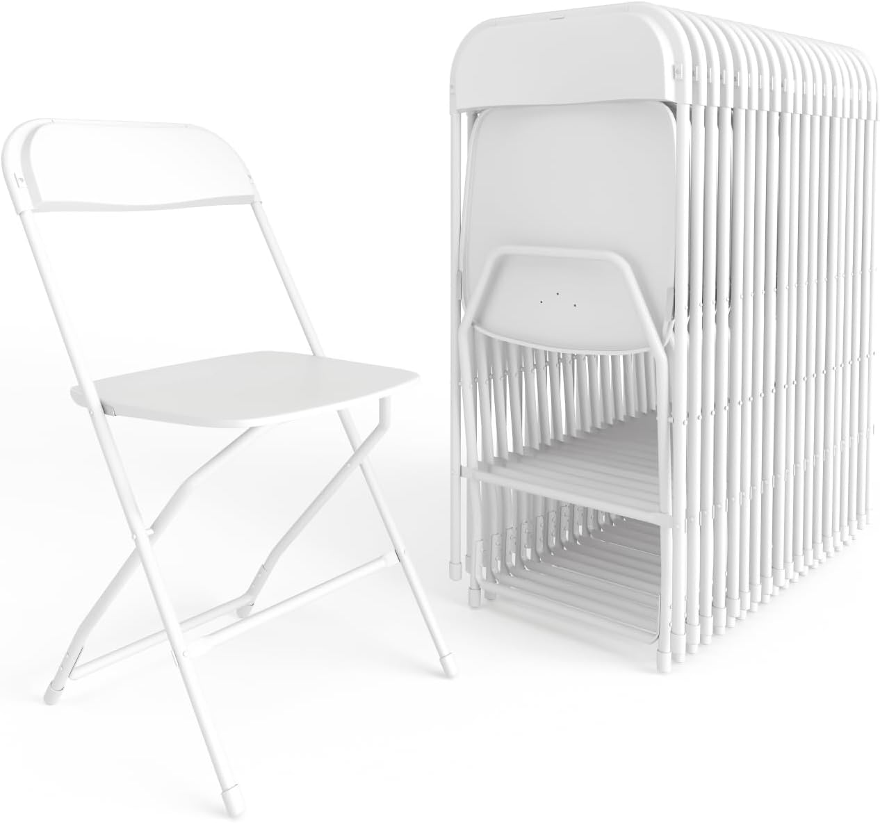 Flash Furniture Hercules Series Plastic Folding Chair - White - 20 Pack 650LB Weight Capacity Comfortable Event Chair-Lightweight Folding Chair