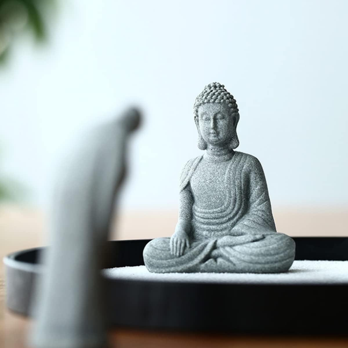 Buddha Statue and 2 Japanese Lantern Pagoda Statues - Zen Garden Accessories for Home and Mini Meditation Decor