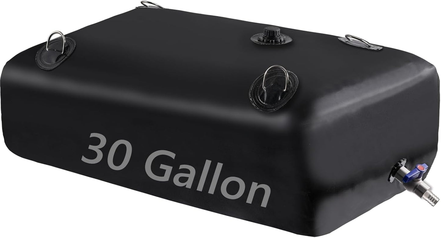 Foldable Portable Water Tank - 30 GAL Large Water Storage with 3/4" PVC Spigot and Hose Kit for Camping, Garden, Emergency Use