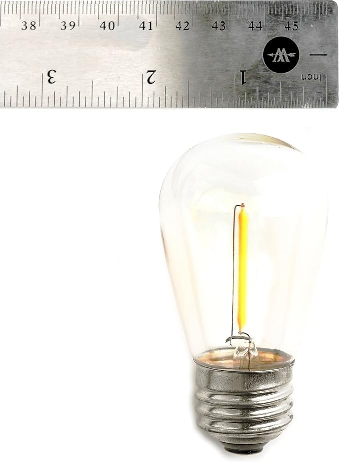 Hometown Evolution, Inc. E26 Outdoor Commercial String Lights with Suspended Socket for Weatherproof Heavy Duty Vintage Outside Lighting (S14 LED Plastic, 24 Foot 12 Socket)