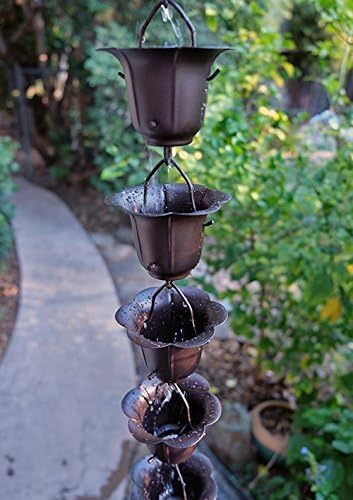 Nutshell Stores Flower Cups Rain Chain - Bronze - 11 Feet