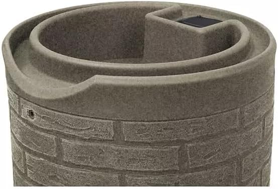 Impressions Downton Rain Barrel, 50 Gallon Capacity, Brick Pattern, with Brass Spigots (Sandstone)