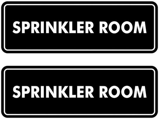 Signs ByLITA Standard Sprinkler Room Sign (Black) - Medium 2 Pack