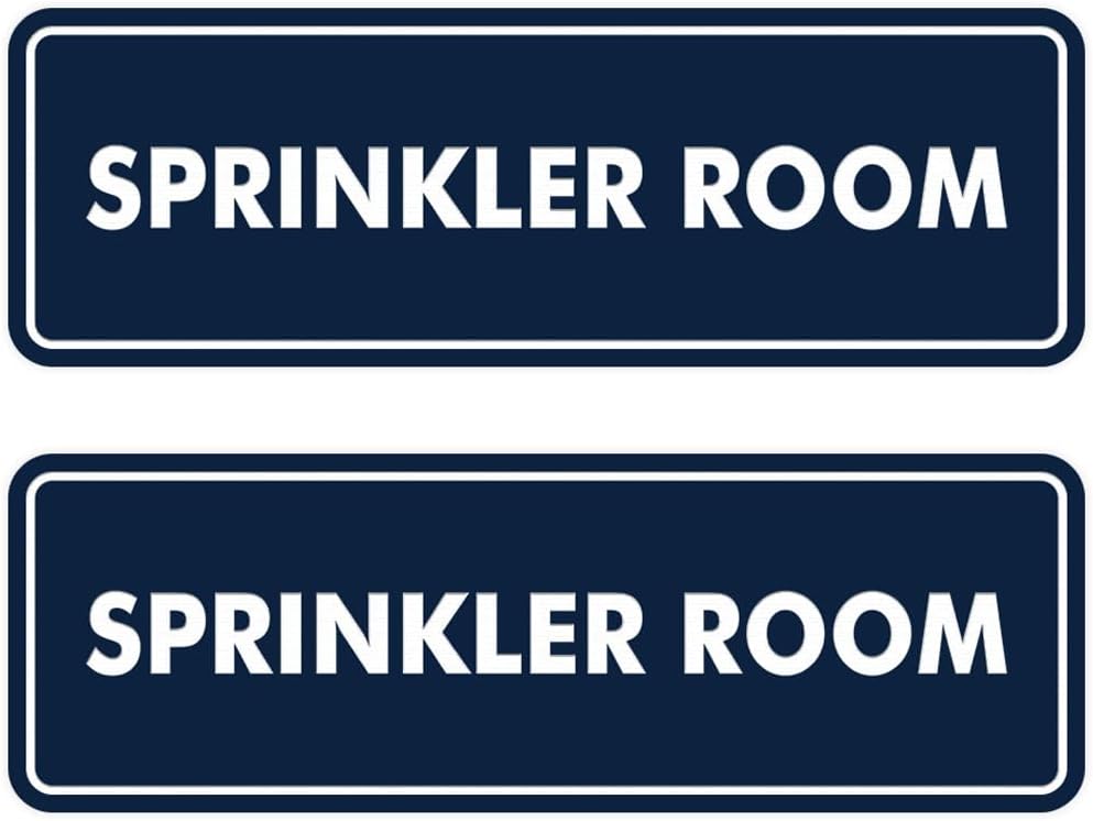 Signs ByLITA Standard Sprinkler Room Sign (Navy Blue/White) - Medium 2 Pack