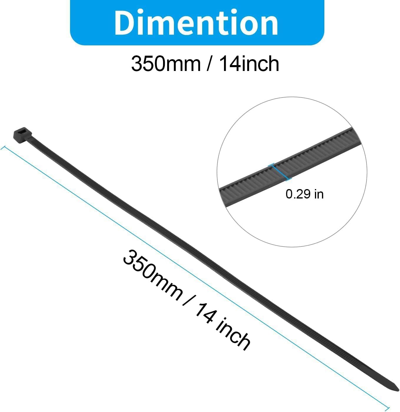 XINGO 14 Inch Red Zip Ties Heavy Duty 100 Pack, 120 LBS Tensile Strength, Premium Nylon Cable Wire Ties, Self-locking Plastic Ties for Indoor and Outdoor Use