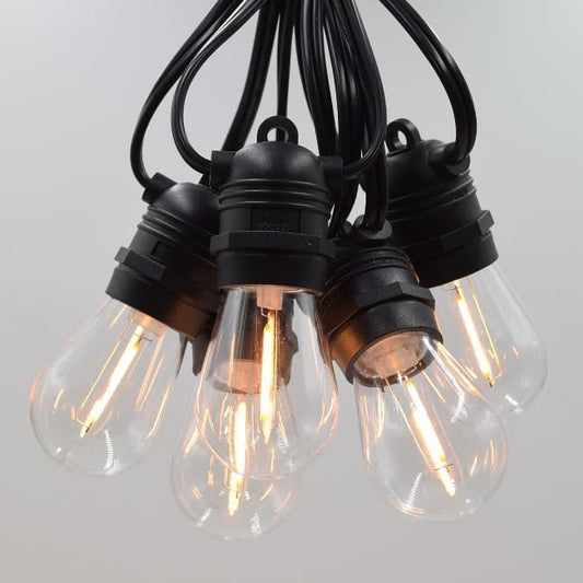 Hometown Evolution, Inc. E26 Commercial String Lights with 16 Gauge Wire (S14 LED Plastic, 50 Foot 25 Socket)