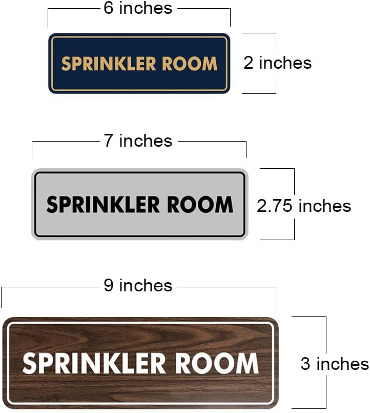 Signs ByLITA Standard Sprinkler Room Sign (Brushed Gold) - Medium 2 Pack