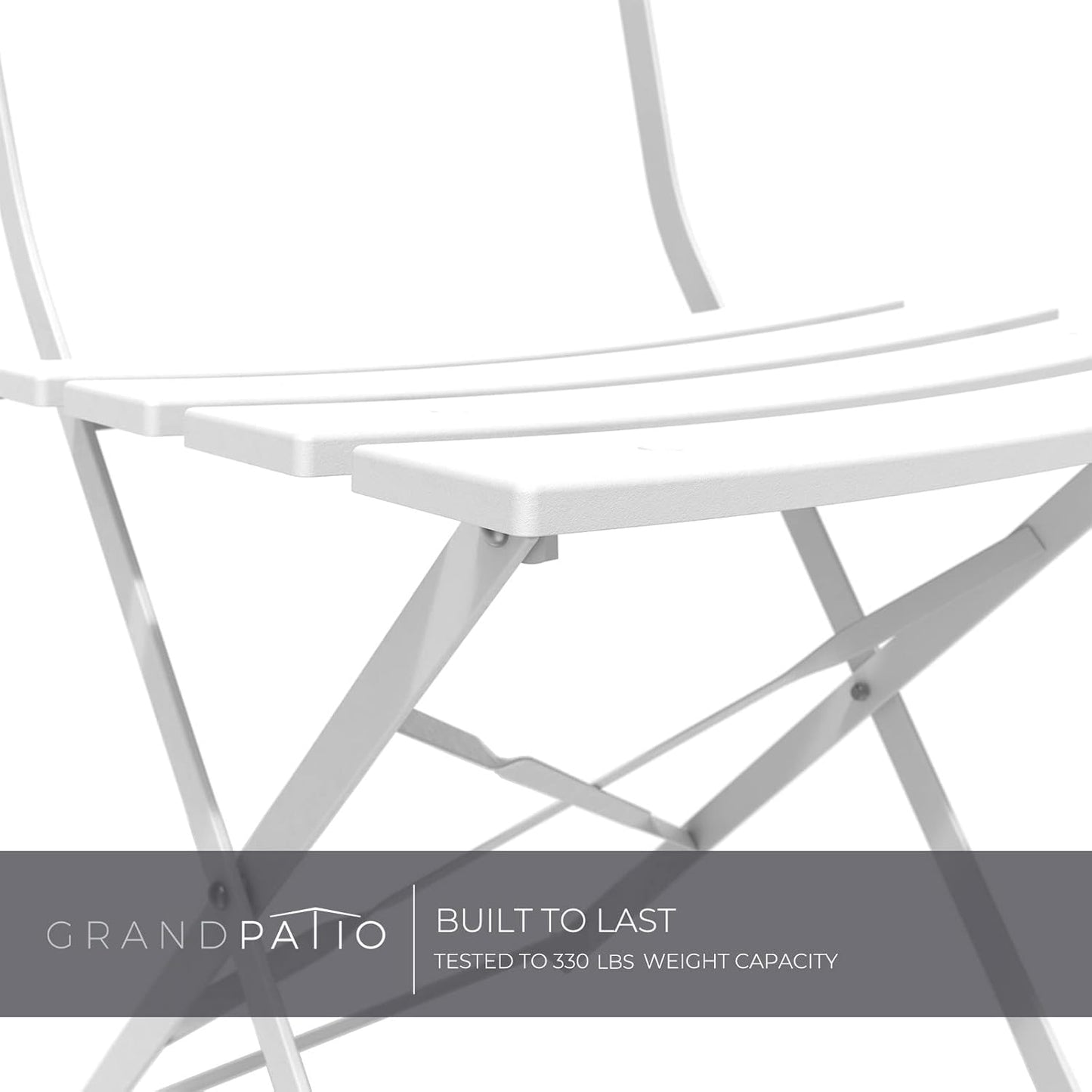 Grand patio 3-Piece Bistro Set Folding Outdoor Furniture Sets with Premium Frame Portable Design for Bistro & Balcony, White