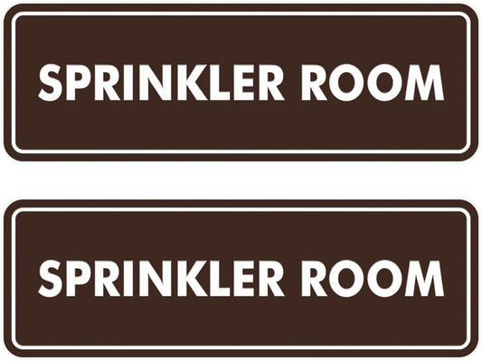 Signs ByLITA Standard Sprinkler Room Sign (Dark Brown) - Large 2 Pack