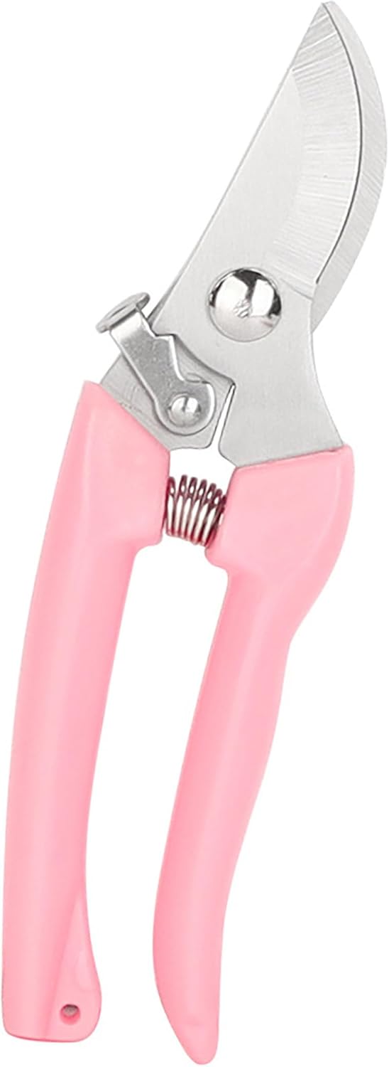 Garden Flower Shears Pruning Shears 6.9 inches Scissors Heavy Duty Plant Scissors for Cutting Flowers, Trimming Plants, Bonsai, Fruits Picking (Pink Handle)