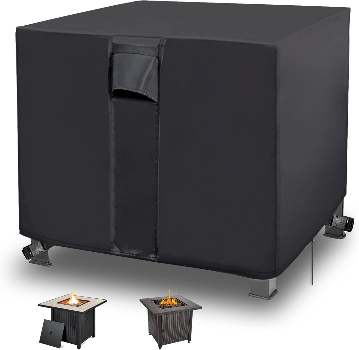 Fire Pit Cover, 28 inch Firepit Covers Square Gas Fireplace Oxford Fabric Square Fire Pit Table Propane Fire Pit for Outdoor Patio Garden- 28 X 28 X 25 inch