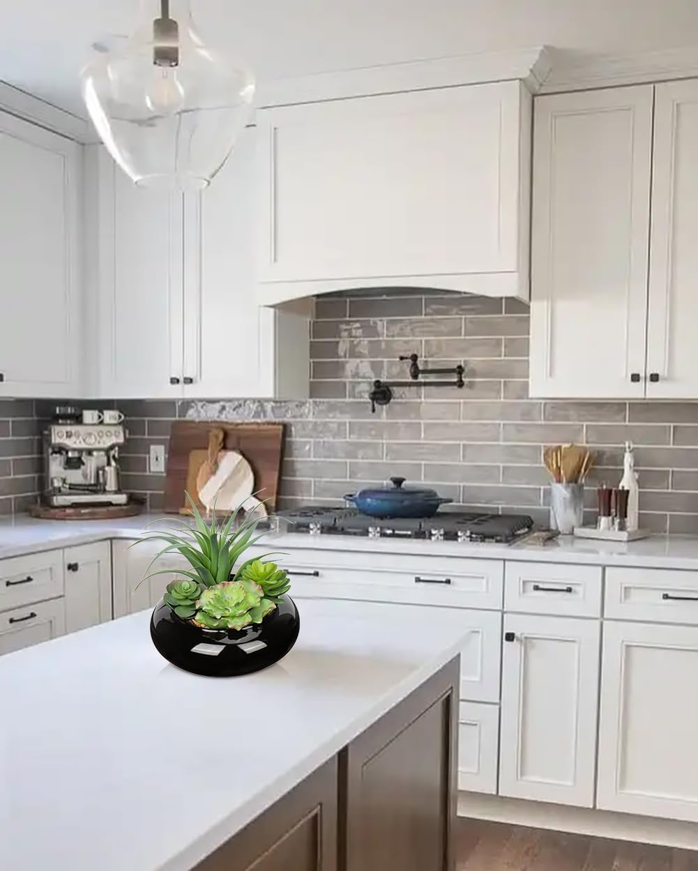 Large Artificial Succulents Plants Faux Succulents in Pots Fake Succulent Arrangement Potted Plants with Black Ceramic Pot for Office Desk Bathroom Shelf Living Room Indoor & Outdoor Home Decor