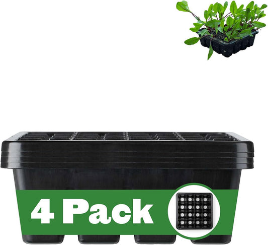 Epic Gardening Reusable Seed Starter Tray - 16 Cell/16 Seedling Starter Trays - Easy Watering, Indoor Greenhouse, Plant Starter, Gardener-Friendly for Seedlings | UV-Treated & BPA-Free - Black