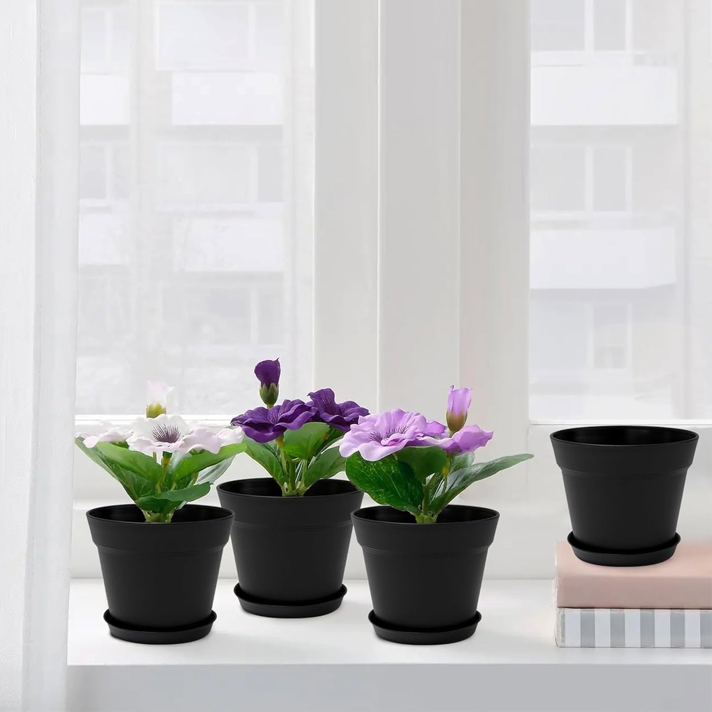 GARDIFE 20 Pack 4 inch Plant pots, planters for Indoor Plants, Flower pots, Black
