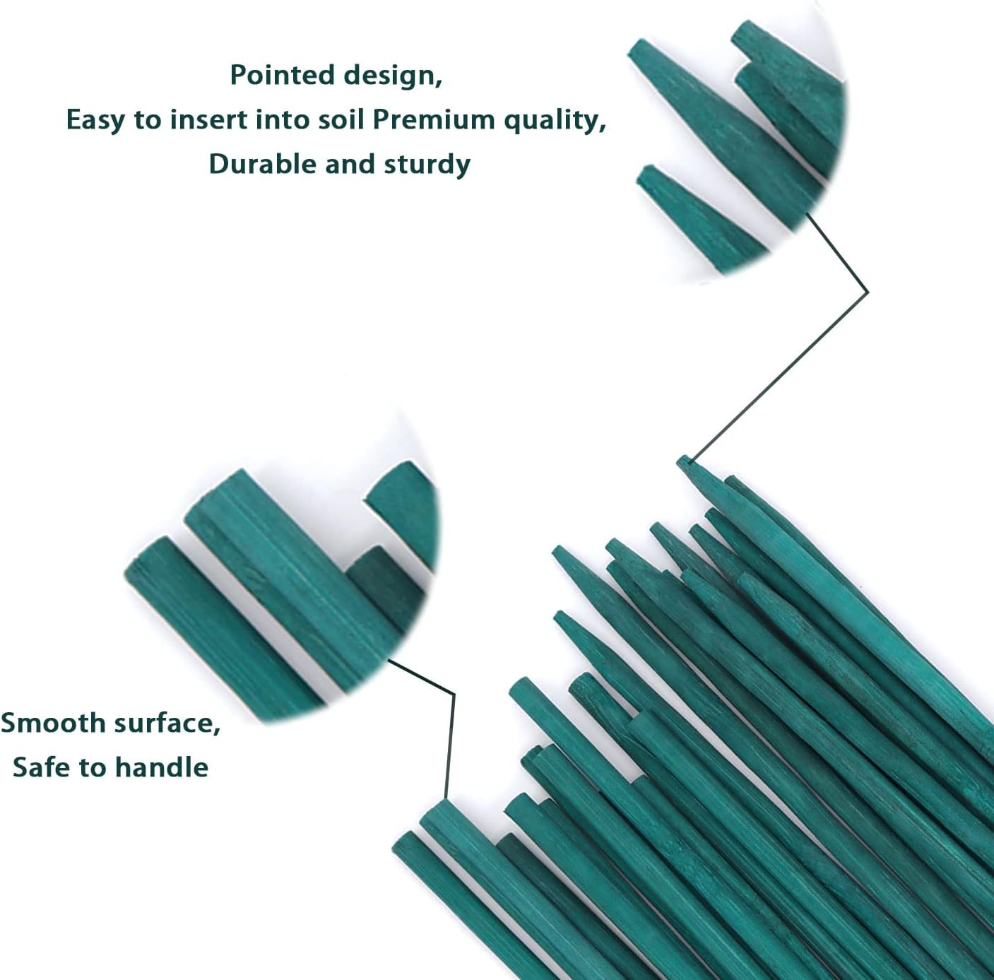 Green Bamboo Plant Stakes, Plant Sticks Support for Indoor and Outdoor Plants, Garden Wood Sturdy Bamboo Sticks, Floral Plant Support Stakes for Garden Plants 25 Pack（15 Inches）