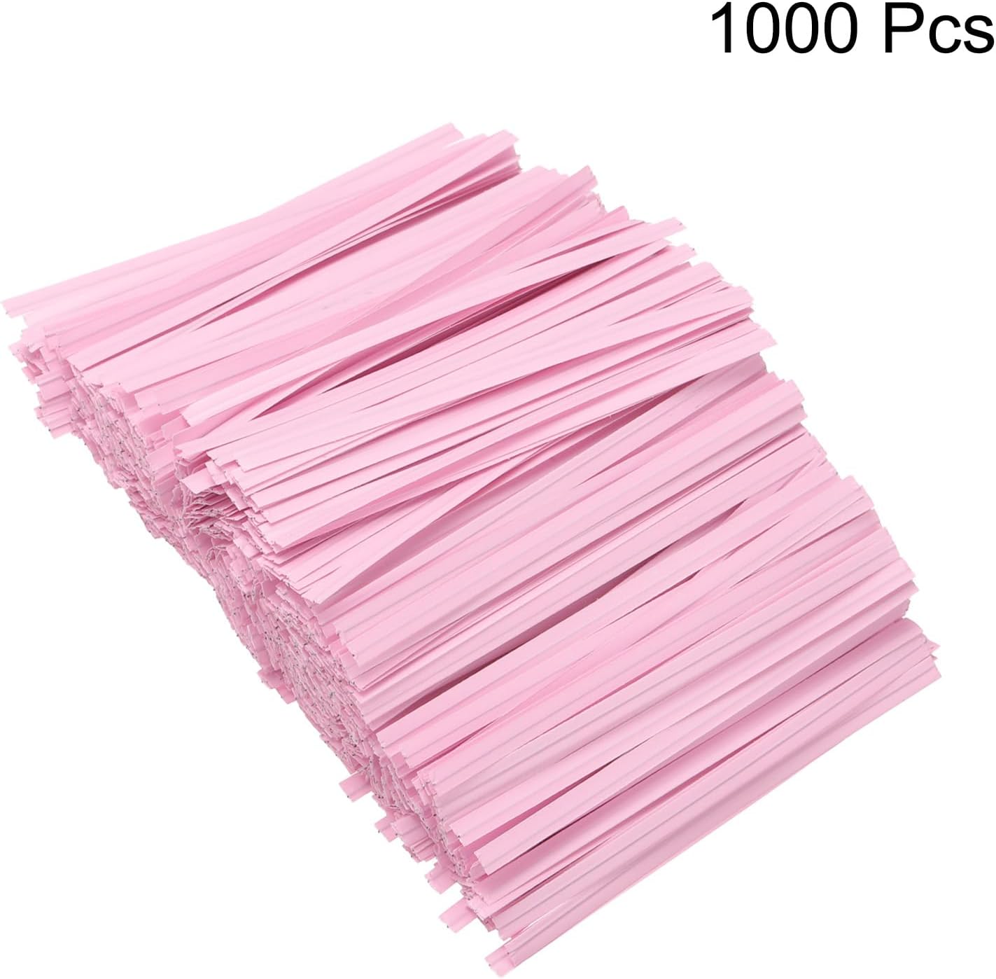 HARFINGTON 1000pcs Bag Twist Ties 3.5" Reusable Kraft Paper Twist Ties Wire Cable Ties for Party Bread Candy Cake, Light Pink