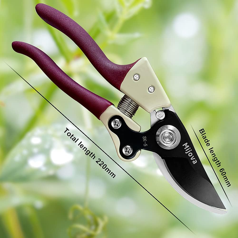 Gardening Scissors, Precision Pruning shears for Branches Shrubs and Vines, High-Carbon SK5 Steel Stays Sharp Longer for Clean Cuts that Promote Plant Health