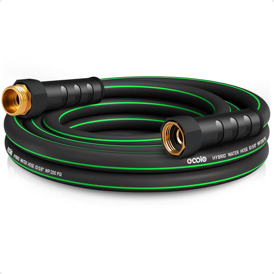 Heavy Duty Garden Hose 10ft, NON-EXPANDABLE Flexible Water Hose, Kink Resistant Lightweight Hybrid Hose, Leakproof Hose Male to Female Fittings