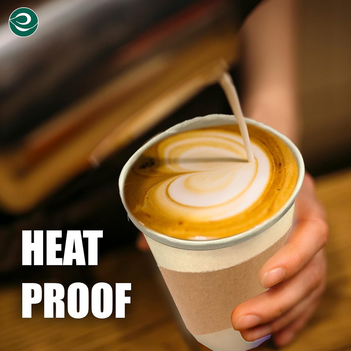 ECO SOUL 100% Compostable Coffee Cups With Lids & Sleeves - 12 Oz (50 Counts) To Go Coffee Disposable Bagasse Cups |Sturdy & Eco-Friendly Cups for Cafes, Party, Office