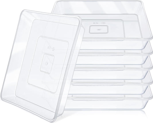 GREANER Square Plant Saucer, 8 Inch Plant Trays for Indoors No Holes, Clear Water Trays for Pots, Durable Flower Pot Saucers for Indoors and Outdoors(6 Packs)