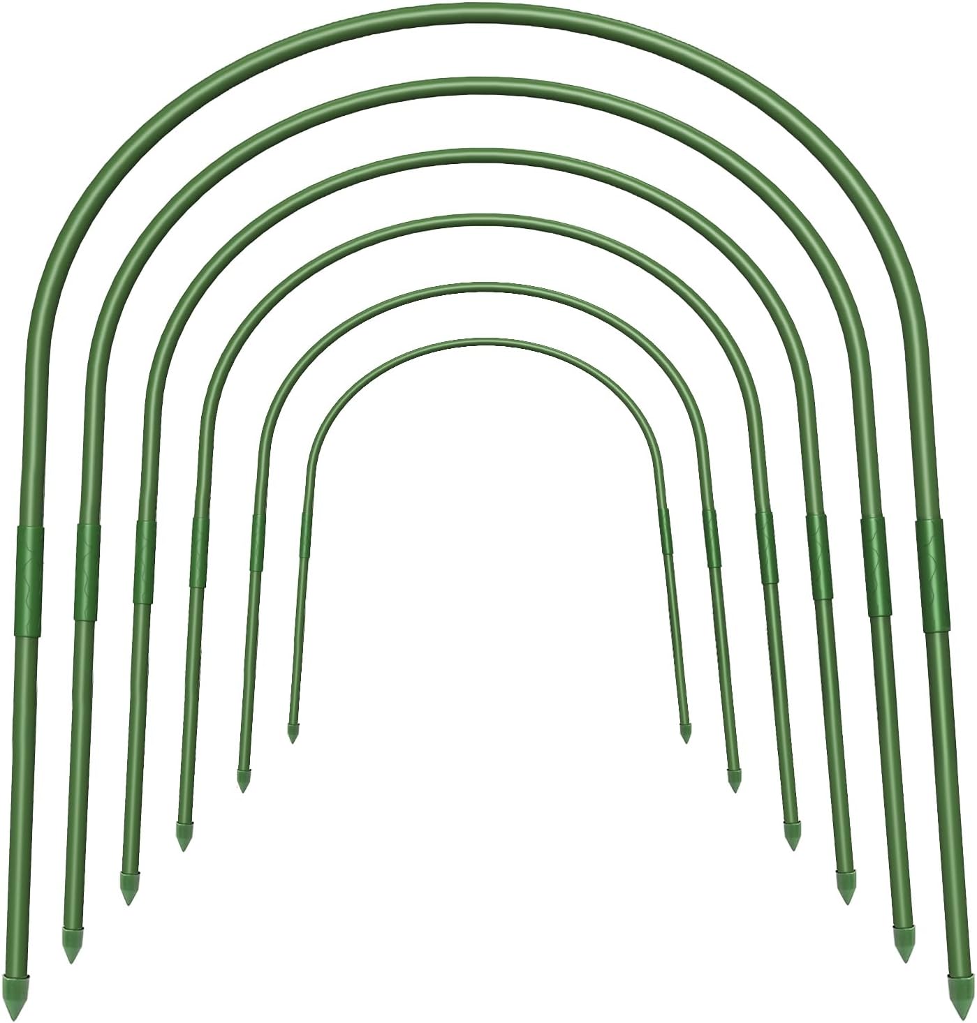 FOTMISHU 6Pcs Greenhouse Hoops, 23.6" x 25.6" Garden Hoops Rust-Free Grow Tunnel 4.9ft Long Steel with Plastic Coated Support Hoops Frame for Garden Fabric, Plant Support Garden Stakes