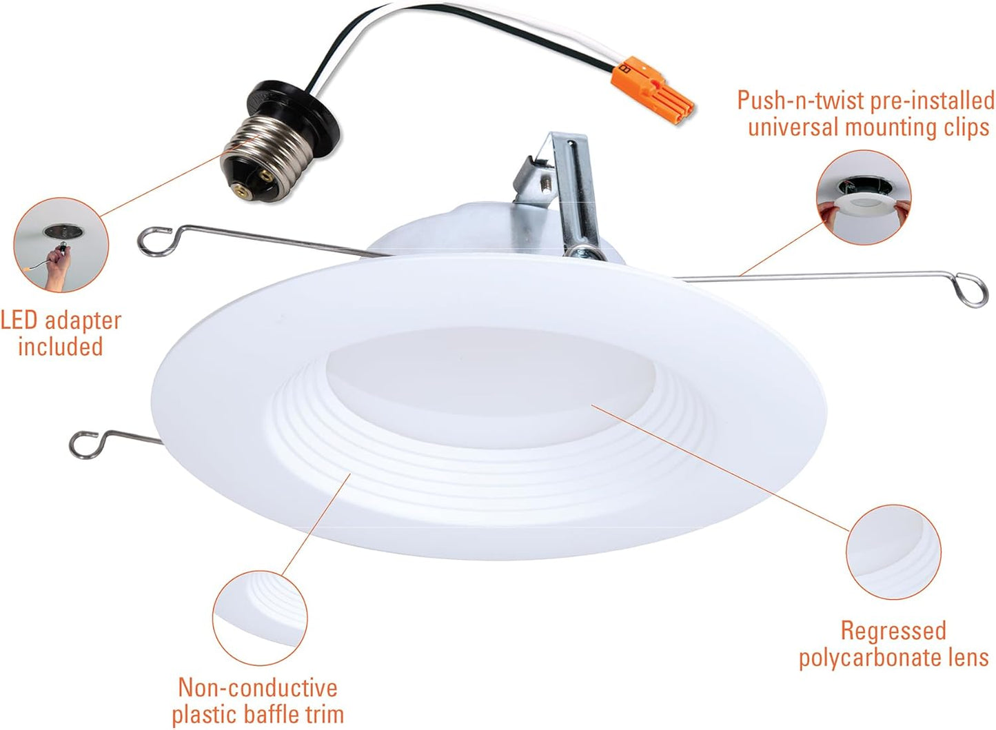HALO LTE 5/6 Inch Indoor/Outdoor Recessed LED Trim Can Light, 3000K - Contractor Value Pack (18-Pack) - LTE566930-18PK