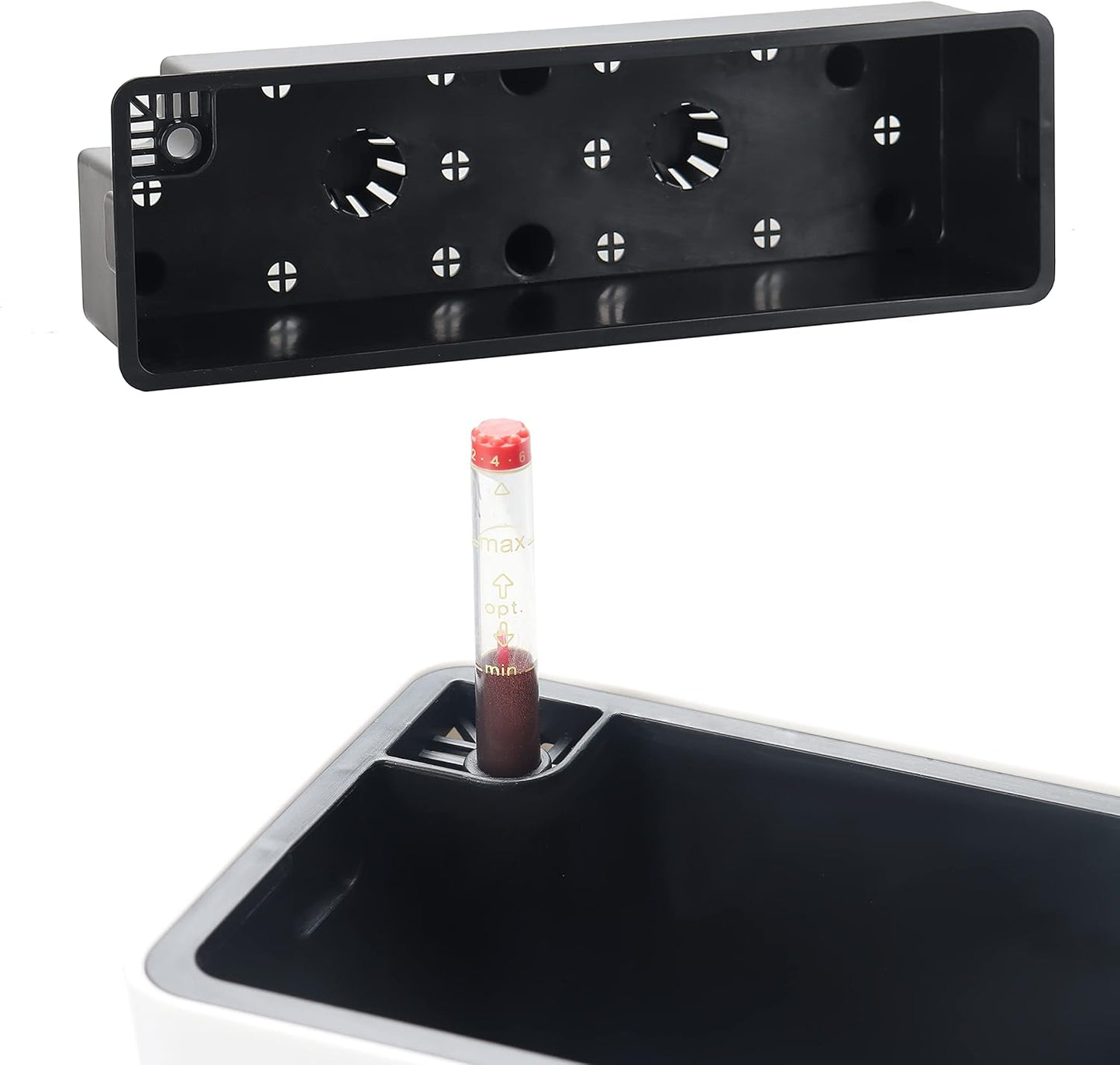 GardenBasix Elongated Self Watering Planter Pots Window Box 5.5 x 16 inch Indoor Home Garden Modern Decorative Planter Pot for All House Plants Flowers Herbs (White,1-Pack)