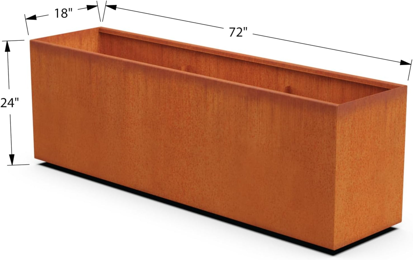 Extra Large Corten Steel Planter Box – 72"x18"x24" Rectangular Outdoor Metal Planter | Heavy Duty, Rust Patina Finish | Made in USA | Fully Assembled