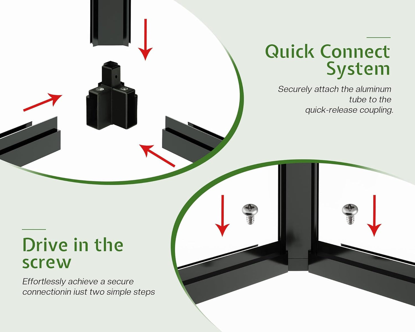 Jocisland 8x16x7.5 FT Polycarbonate Greenhouse with Quick Connectors, Outdoor Aluminum Greenhouses with Ventilation and Rain Gutter, Large Walk in Greenhouse for Backyard Garden, Black