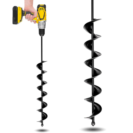 3" x 24" Garden Auger Drill Bit for Planting and Post Hole Digging - Upgraded Spiral Design, Solid Shaft - Hex Driver Drill Compatible