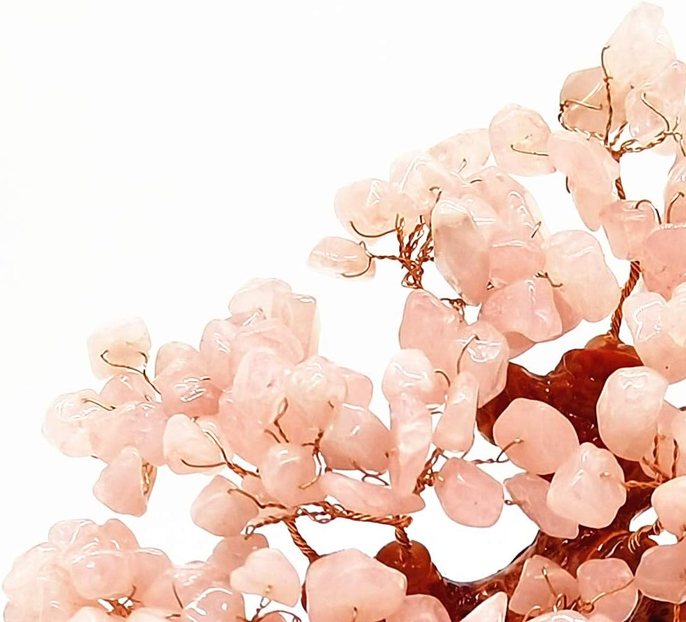 7 Inch Quartz Crystal Money Tree Bonsai Feng Shui Gem Decoration for Wealth and Luck (Pink)