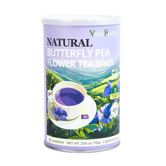 Butterfly Pea Flower Tea Bags – 50 Count, 100% Natural Butterfly Tea from Thailand, Caffeine-Free, Dried Blue Pea Flowers for Hot & Iced Tea, Vibrant Color-Changing for Relaxation & Wellness