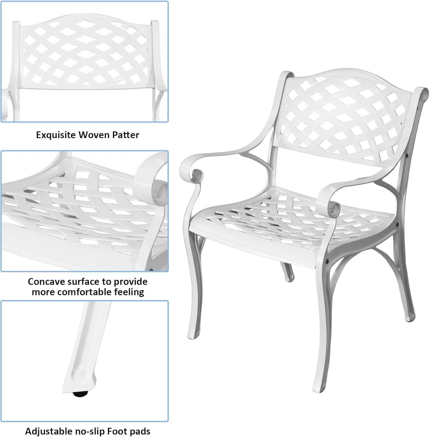 5 Piece Patio Dining Set, All-Weather Metal Outdoor Table and Chairs Set of 4, Cast Aluminum Patio Furniture Set for Patio, Garden, Backyard, Balcony