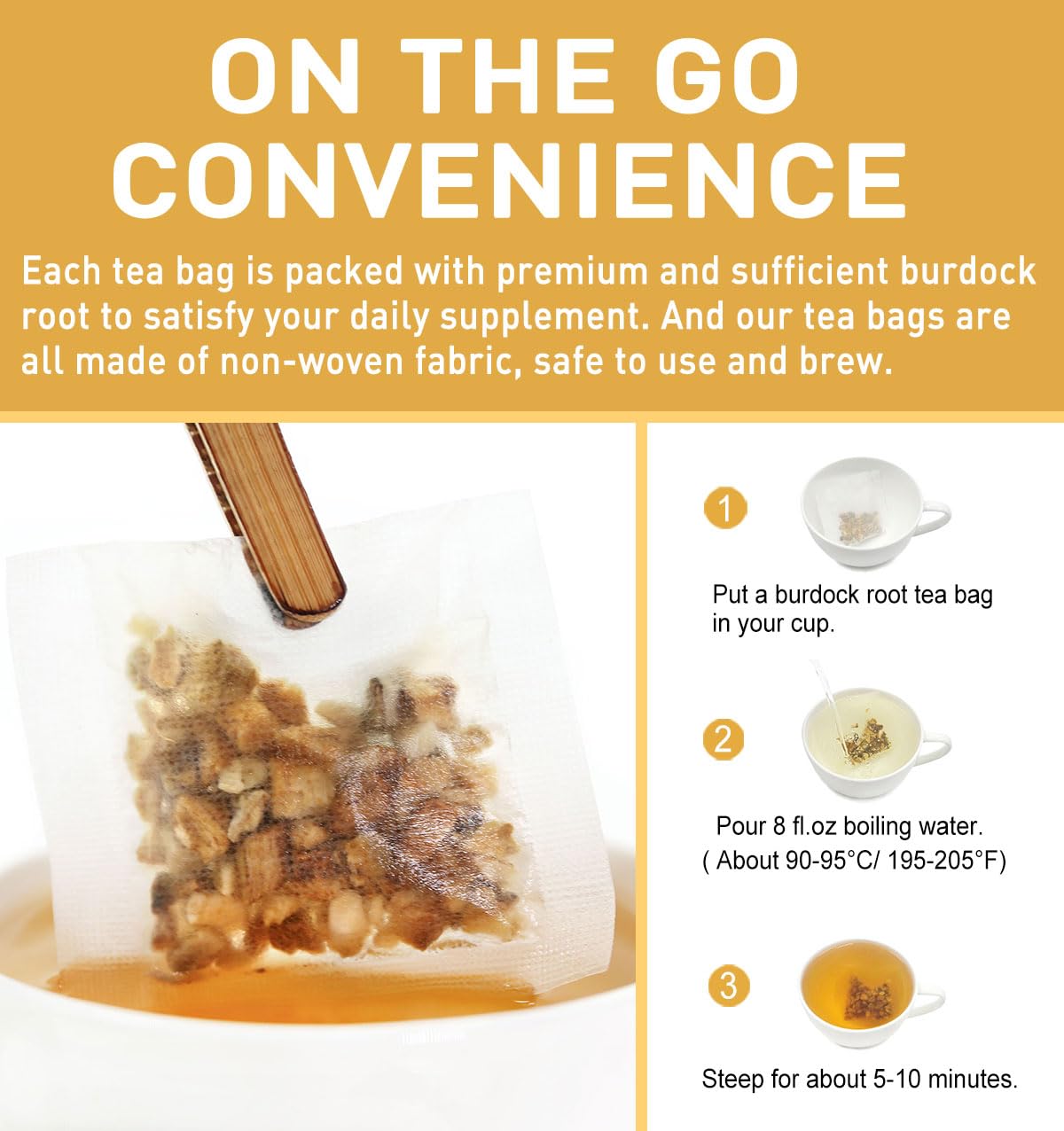 Olvvla - Premium Burdock Root Tea - 2.5g X 60 Count - 100% Pure Natural Burdock Herbal Tea bags - Caffeine-free Burdock Tea - Help to Detox & Digestive Support