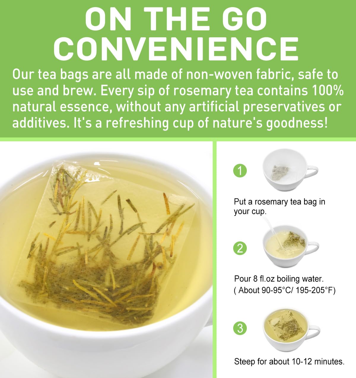 Olvvla - Rosemary Tea Bags - 1.5g X 60 Count - Pure Natural Dried Rosemary Leaves - Cultivated in Egypt - Non-GMO - Caffeine-free - Support Digestion