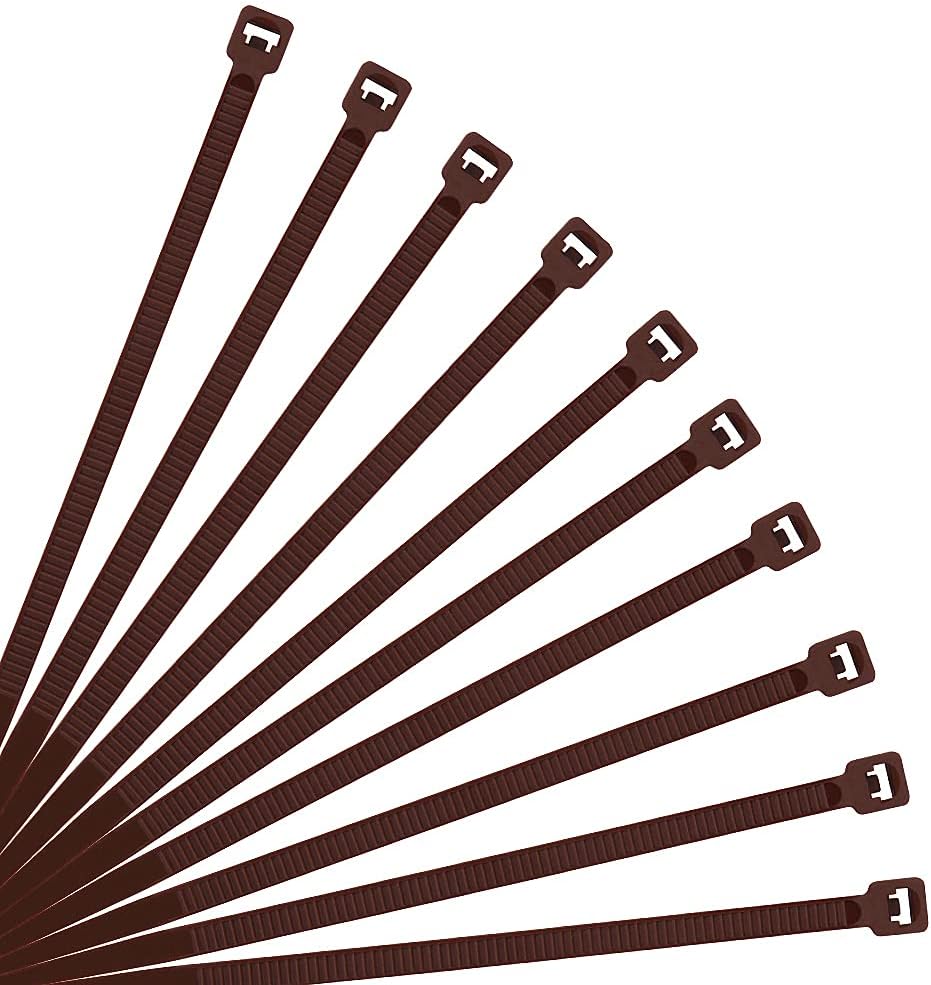 XINGO 8 Inch Brown Cable Zip Ties (500 Pack), 40 Lbs Tensile Strength-Heavy Duty, Self-Locking Nylon Plastic Nylon Wire Ties for indoor and outdoor use