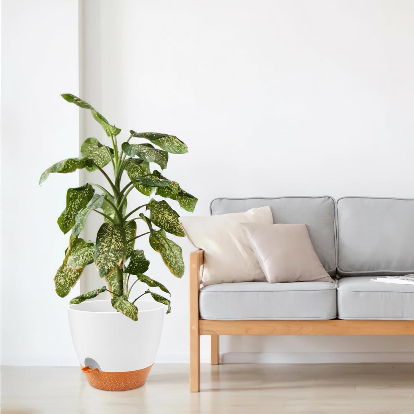 GARDIFE 12 inch planters, Plant Pots,Self Watering Pots, Large Plastic Flower pots with Deep Reservior and High Drainage Holes for Indoor Outdoor Plants and Flowers, White