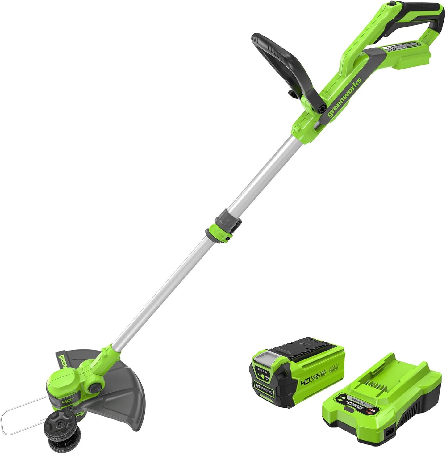 Greenworks 40V Cordless 2-in-1 Trimmer Edger (Gen 2) - 13" Lawn Weed Wacker for Fence & Sidewalk , Lightweight Gas Trimmer Alternative with Auto Feed Spool , 2.0Ah Battery & Charger (40-Min Runtime)