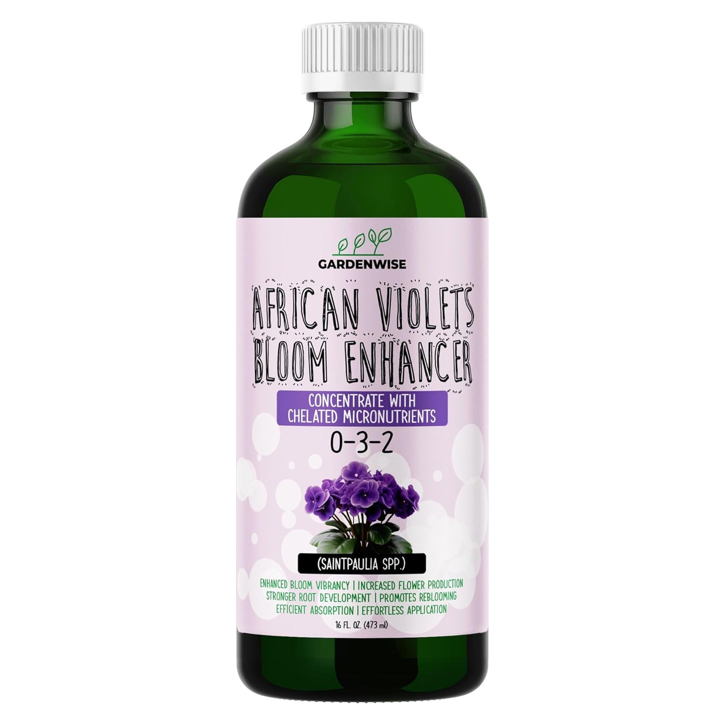 0-3-2 African Violet Fertilizer for Indoor Plants: Concentrated Plant Food – Plant Fertilizer, Bloom Booster for All Violets, Indoor Flowering Plants, Vigorous Growth and Blooming (16 OZ)