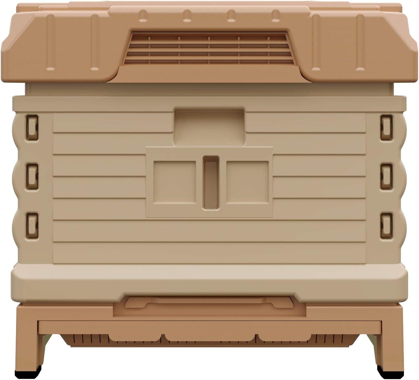Ergo Insulated 10 Frame Bee Hive Set [NO Frames Included] (Single Hive, Tan Body Yellow Entrance)