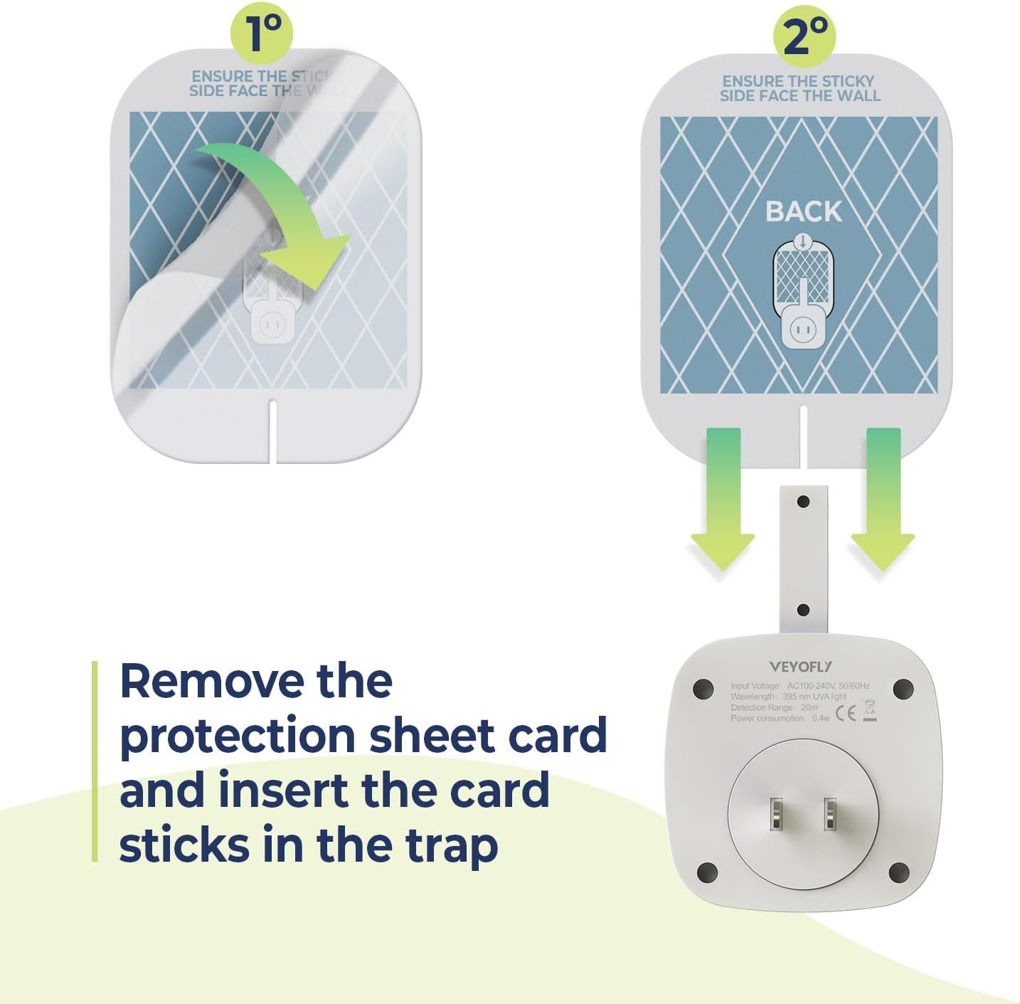 VEYOFLY Fly Trap Indoor Refill, Fruit Fly Traps for Indoors, Gnat Traps for House, Fly Catcher, Fly Trap, Plug in Catch for Fruit Flies, Moths, Gnats, Mosquito Trap (Pack of 10 Refills)