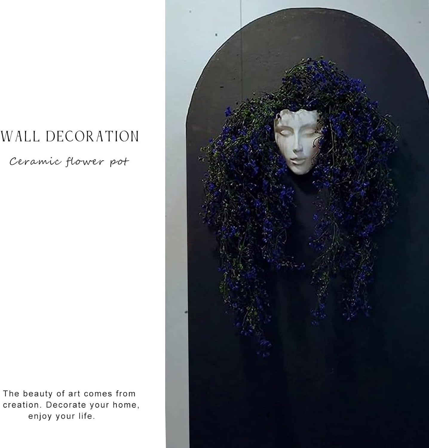 Face Vase,Ceramic Female Form Vase,Modern Sculpture White Planter Pot,Human Face Dried Flower Shaped Vase,Wall Hanging Plant Pot for Home Decor Centerpieces, Office or Outdoor Hanging Decor